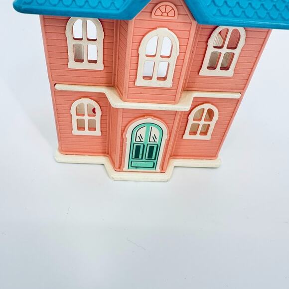 LITTLE TIKES Miniature VICTORIAN PLAY HOUSE DOLLHOUSE Pink Blue Replica USA 4" - Picture 3 of 11